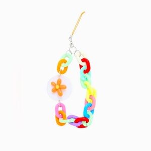 Chunky Rainbow Chain Orange Flower Phone Charm